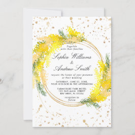 Invitación Mimosa Lush Flowers Wreath Boda