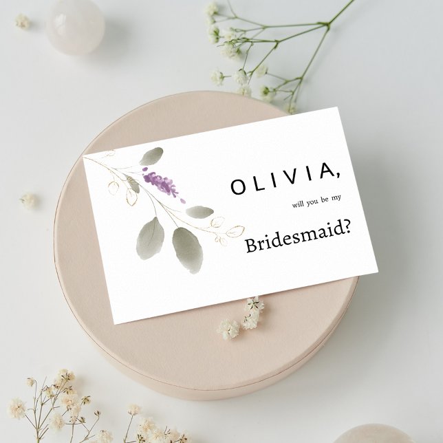 Invitación Minería de lavanda dorada acuarela floral Bridesma (Lavender mint gold watercolor floral Bridesmaid )