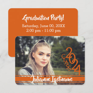 Invitación Mini clase de 2024 Naranja de variación de fotos
