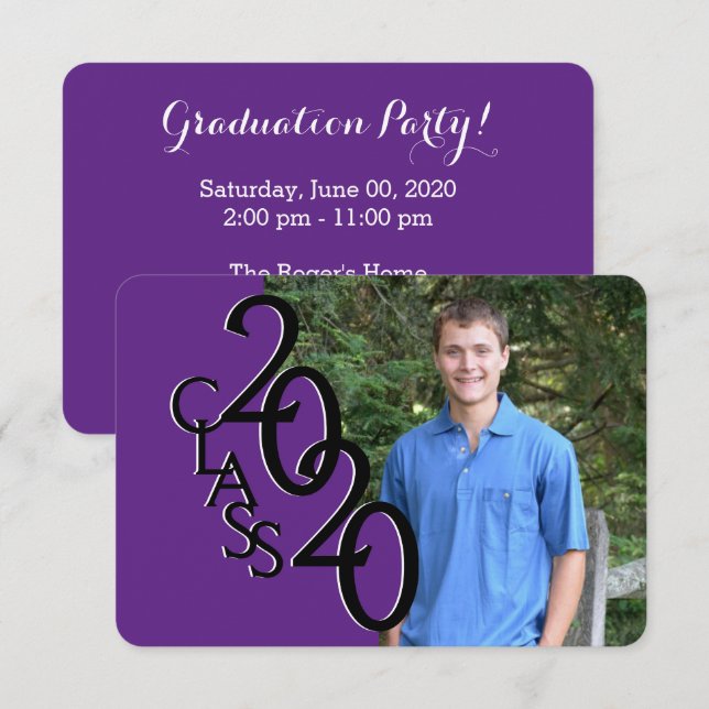 Invitación Mini Clase de Graduación de Fotografía Púrpura 202 (Anverso / Reverso)
