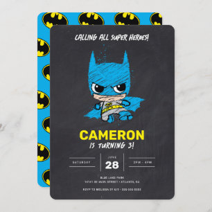 Invitación Mini clásico Batman Chalkboard Cumpleaños