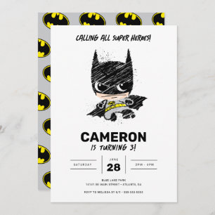 Invitación Mini Classic Batman Sketch Cumpleaños