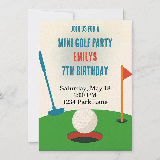 Invitación Mini Gold Party Birthy (Anverso)