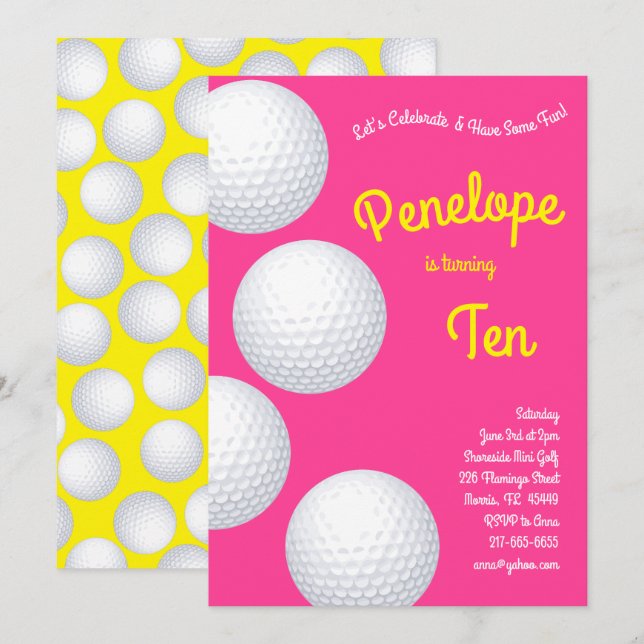 Invitación Mini Golf Balls Niños Deportes Fiesta de cumpleaño (Anverso / Reverso)
