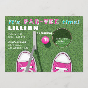 Invitación Mini golf Par-Tee Putt Chica Putt Cumpleaños