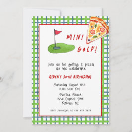 Invitación Mini golf y Pizza Kid Fiesta de cumpleaños