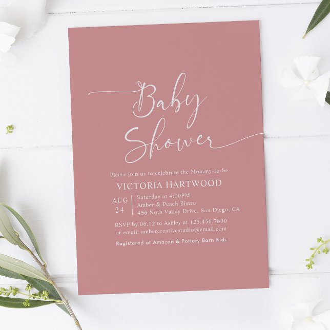 Invitación mínima a Baby Shower de Chica rosado (Subido por el creador)