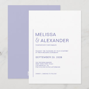 Invitación mínima a la boda blanca en el período d