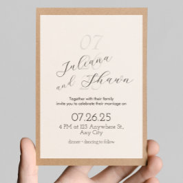 Invitación mínima a la boda blanca y negra