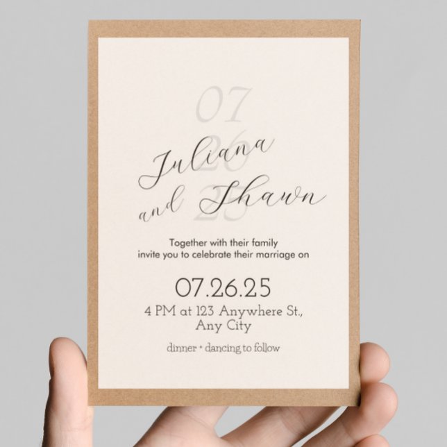 Invitación mínima a la boda blanca y negra (Subido por el creador)