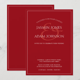 Invitación mínima a la boda con guión rojo