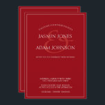 Invitación mínima a la boda con guión rojo<br><div class="desc">Invitación mínima a la boda de la tipografía de escritura roja de Crimson. Impresiona con elegancia a los huéspedes bodas con esta invitación a una boda roja y a la moda, con un hermoso guión blanco sobre un fondo rojo intenso. Esta Invitación tiene un impresionante diseño rojo, con vibraciones modernas...</div>