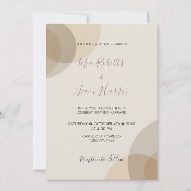Invitación mínima a la boda de Círculos de Marfil  (Anverso)