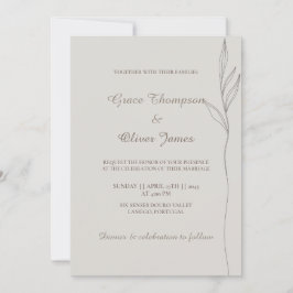 Invitación mínima a la boda de la línea botánica