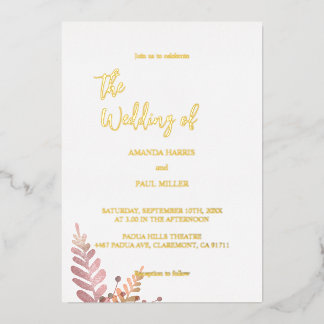 Invitación mínima a la boda de Relieve metalizado 