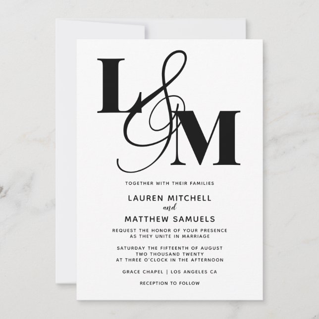 Invitación mínima a la boda inicial (Anverso)