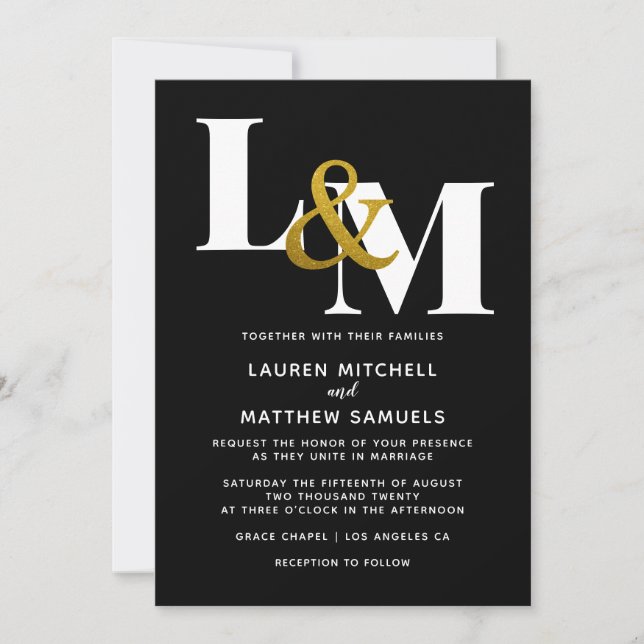 Invitación mínima a la boda inicial (Anverso)