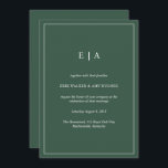 Invitación mínima a la boda verde del bosque con m<br><div class="desc">Invitación mínima a la boda verde del bosque con monograma</div>