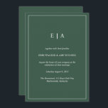 Invitación mínima a la boda verde del bosque con m<br><div class="desc">Invitación mínima a la boda verde del bosque con monograma</div>