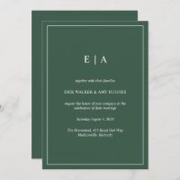 Invitación mínima a la boda verde del bosque con m