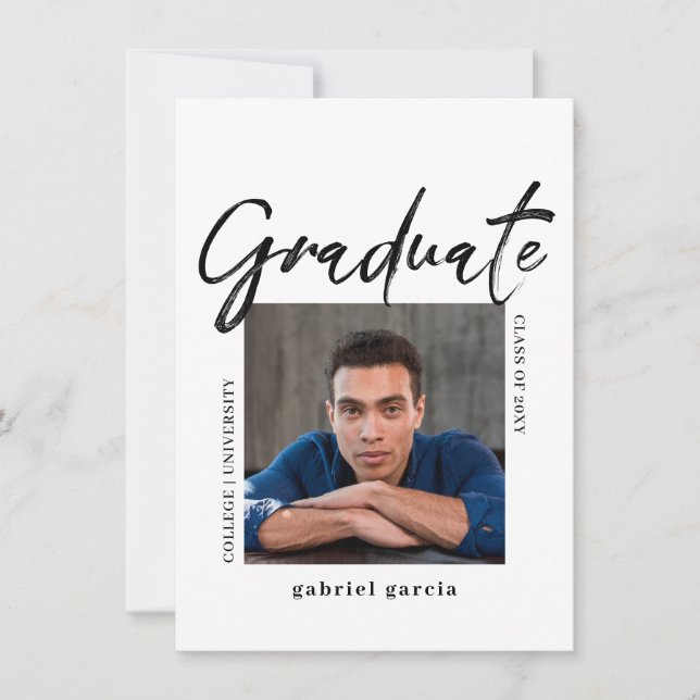 Invitación mínima a la fiesta de graduados con gui (Anverso)