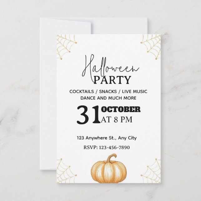 Invitación mínima a la fiesta de Halloween - Edita (Anverso)