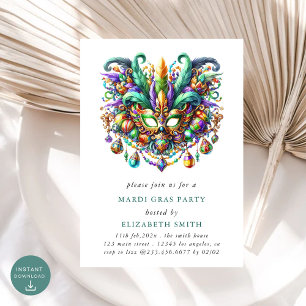 Invitación mínima a la fiesta de máscaras de Mardi