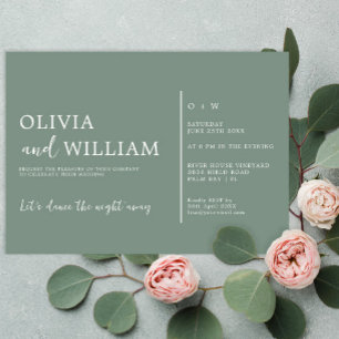 Invitación mínima a matrimonio de Moda verde sabio