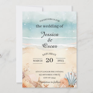 Invitación Mínima a para la Boda en Playa
