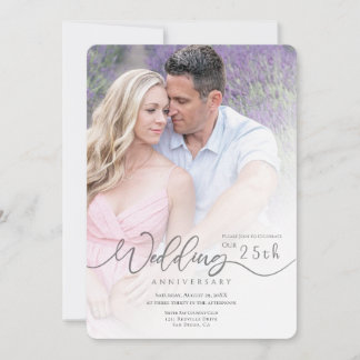 Invitación mínima al aniversario del Boda fotográf