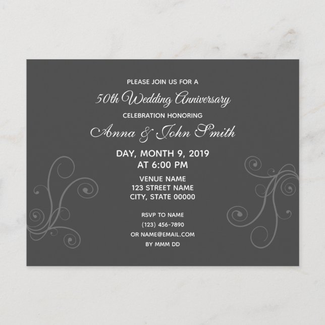 Invitación mínima al aniversario del personalizabl (Anverso)