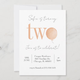 Invitación mínima al segundo cumpleaños de un glob