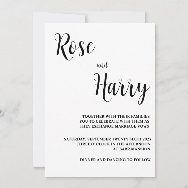 Invitación mínima casual a la boda (Anverso)