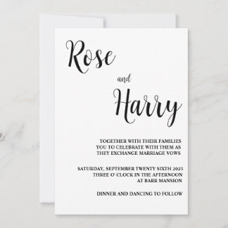 Invitación mínima casual a la boda