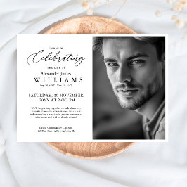 Invitación Mínima Celebración de la Vida Foto Memorial Funera