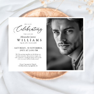 Invitación Mínima Celebración de la Vida Foto Memorial Funera