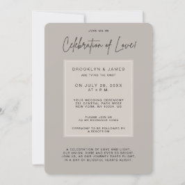 Invitación Mínima Celebración Del Amor Del Boda Beige