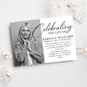 Invitación Mínima celebración fotográfica del funeral de la v