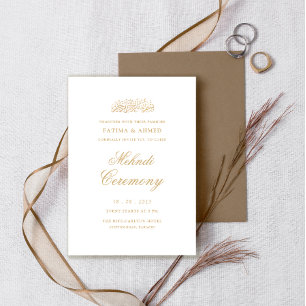 Invitación Mínima ceremonia moderna de Mehndi musulmana de or