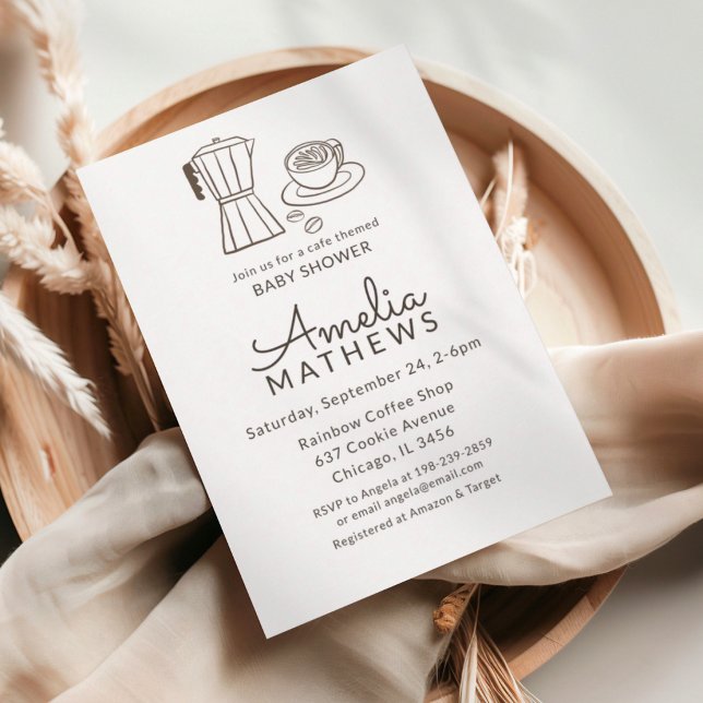 Invitación mínima de baby shower con tema de café (Subido por el creador)