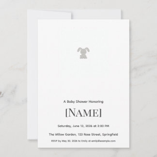 Invitación mínima de baby shower de conejito, edit