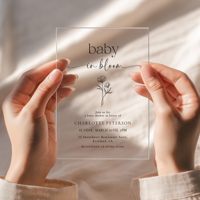 Invitación mínima de baby shower de flores silvest (Subido por el creador)