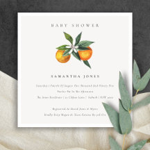 Invitación mínima de Baby Shower para Naranja botá