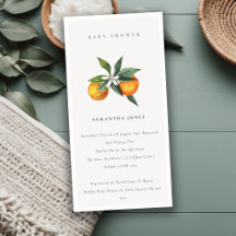 Invitación mínima de Baby Shower para Naranja botá