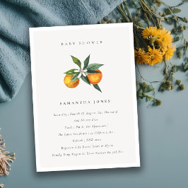 Invitación mínima de Baby Shower para Naranja botá