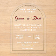 Invitación Mínima De Boda Acrílica.