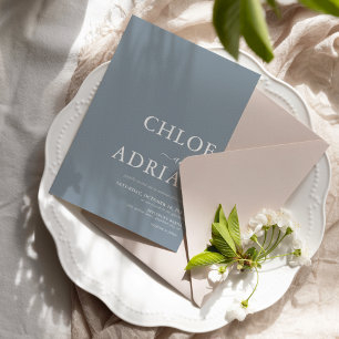 Invitación Mínima De Boda Azul Polvorienta