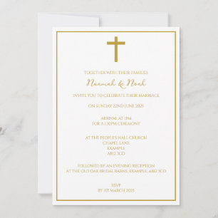 Invitación Mínima de Boda Cruzada de Oro