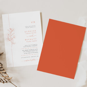 Invitación Mínima de Boda de Flores Naranjas Brill
