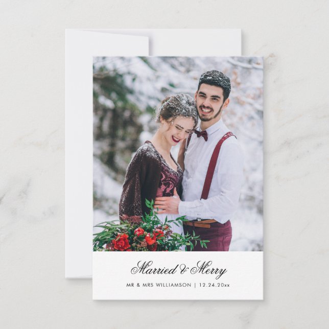 invitación mínima de boda de vacaciones de caligra (Anverso)